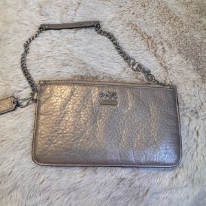 Coach Metallic Silver Wristlet